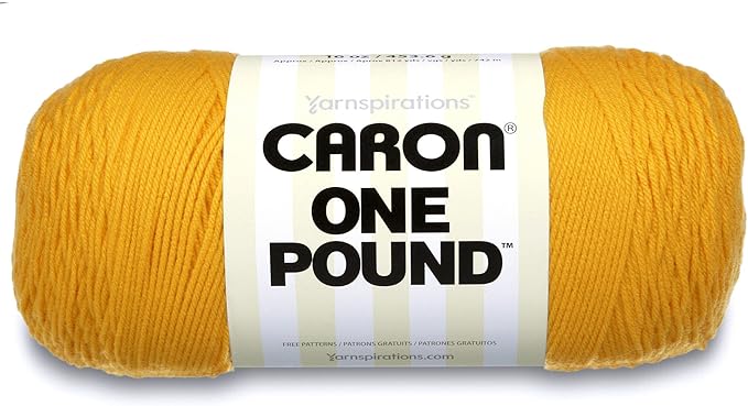 Caron 29401010549 One Pound Solids Yarn, 16oz, Gauge 4 Medium, 100% Acrylic - Sunflower- For Crochet, Knitting & Crafting ( 1 Piece )