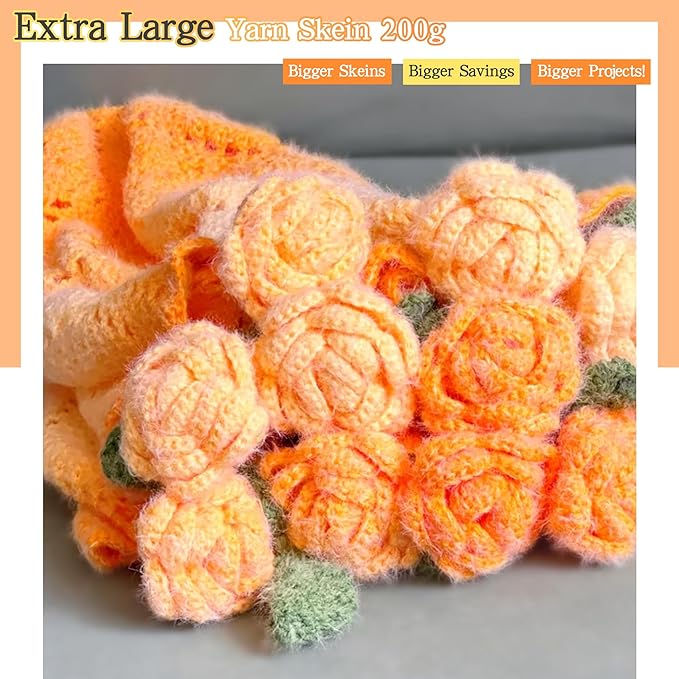 Katech Ombre Yarn for Crocheting-Large Skein of Gradient Yarn Cake-2 Pack of 200g/7.05 oz-80% Acrylic,20% Nylon- #4 Medium-Perfect for Star Blankets, Scarves, Shawls and Garments (H)