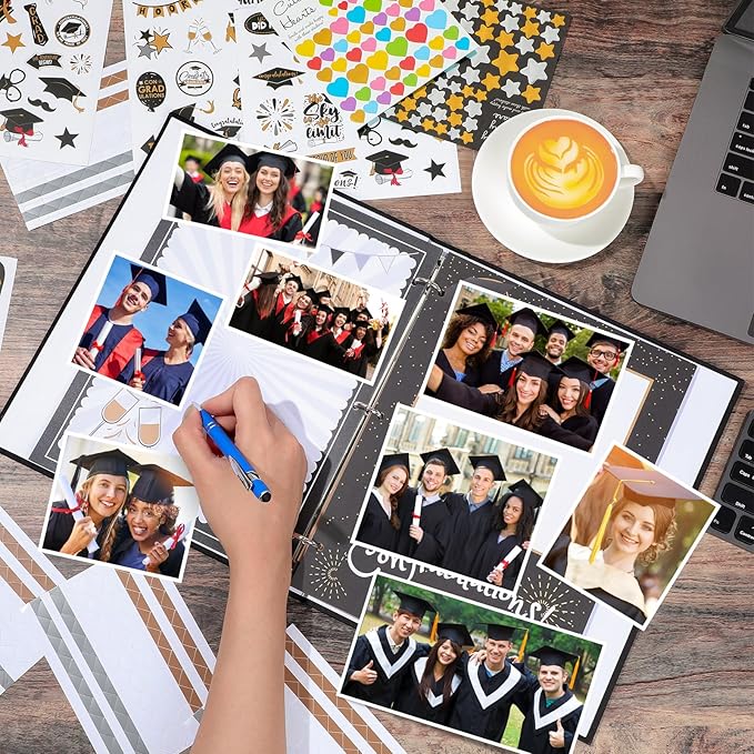 Pasimy Graduation Scrapbook Kit A4 Photo Album 60 Pages Removable DIY Memory Scrap Book Grad Picture Album with Stickers Holds 4x6 5x7 8x10 Pictures for Grad Class of 2026 Graduation Gifts(2026)