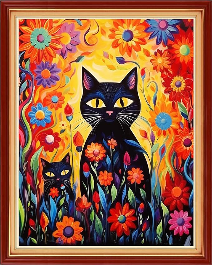 dimxvean stamped cross stitch kits,cross stitch kits for adults beginners,embroidery kits full range of cross stitch stamped kits needlepoint kits cross stitch patterns-magic cat 16x20 inch