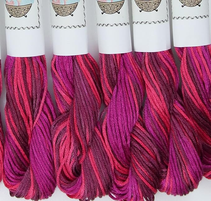KCS Big skeins of 25 Meters Size 25 Color Variegated Cross Stitch Stranded Threads,6 skeins,4210