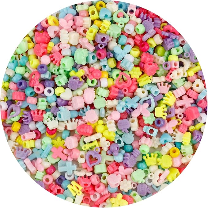 anpiwshjo pony beads 1100 pcs, barrel shaped 6x9mm acrylic plastic beads for jewelry making, bracelets, hair braids, crafts