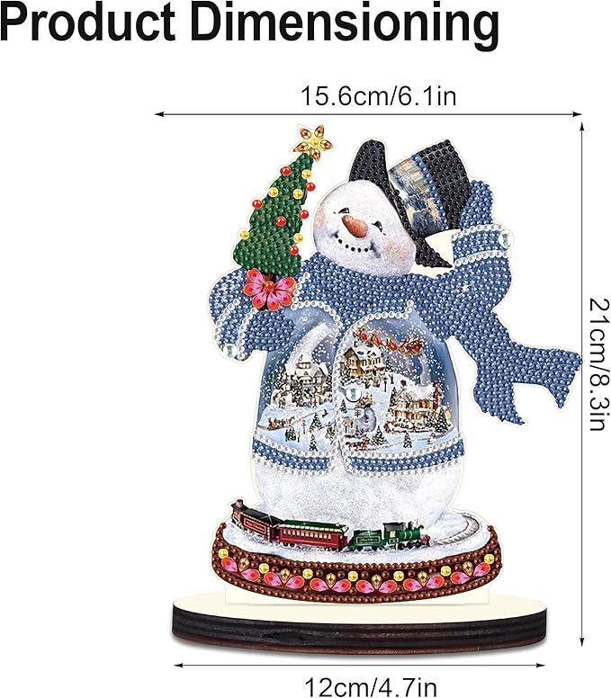 Christmas Diamond Art Tabletop Decoration, DIY Snowman and Christmas tree, Diamond Art 5D Special Shape Crystal Diamond Partial Diamond Art Painting Mosaic Handicraft, Home Office Tabletop Decor Gift