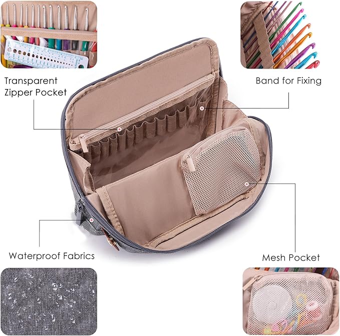 82Pcs Crochet Hook Set with Storage Case - Stand Up Crochet Hook Case with 20 Size Crochet Hooks & needles, Crochet Accessories - Crochet Needles Set for Crochet Lovers, Crochet Kit for Beginners