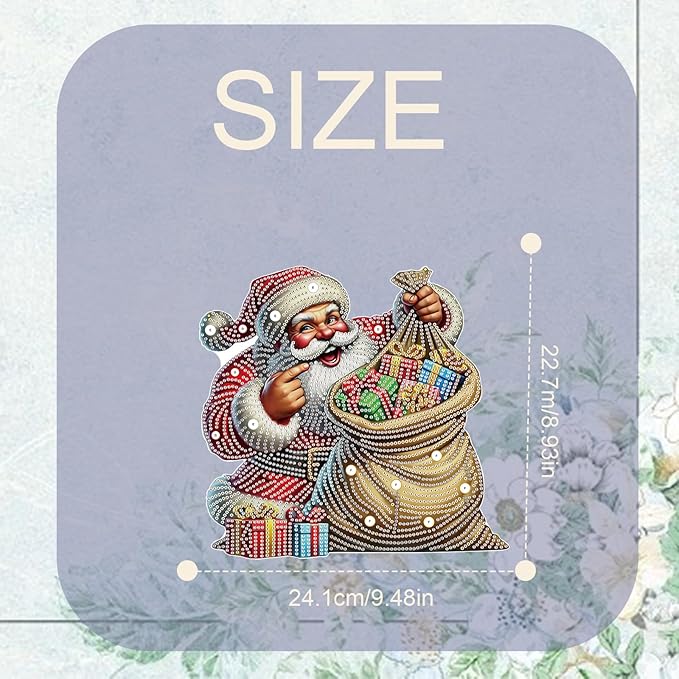 TDFERAN Diamond Painting Hanging Pendants 12x20cm Santa Claus DIY Crystal Rhinestone Wreath Christmas Diamond Art Ornaments Skeleton Crystal Diamond Art Window Pendants Home Garden Wall Door