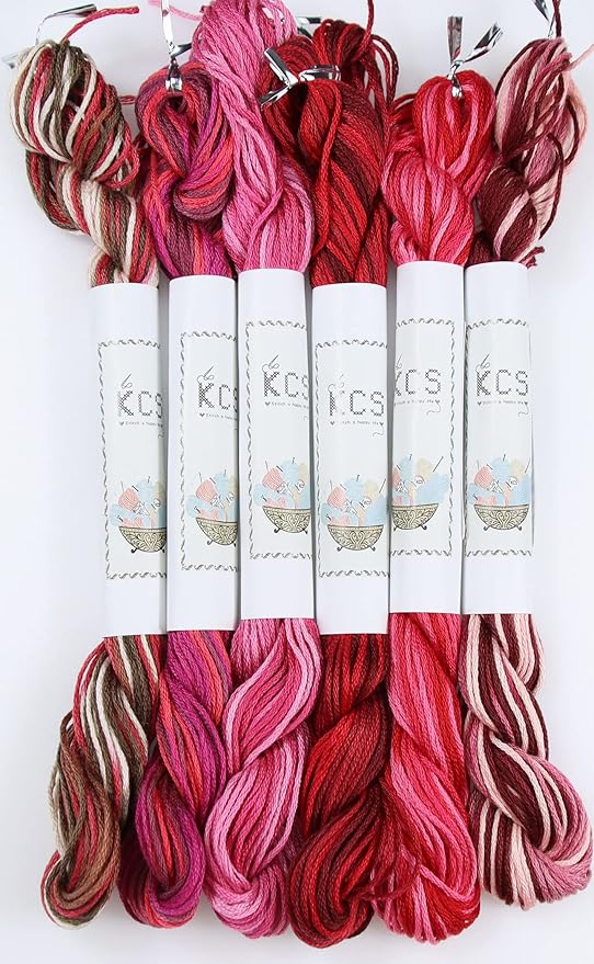 KCS Big skeins of 25 Meters Size 25 Color Variegated Cross Stitch Stranded Threads,6 skeins,23
