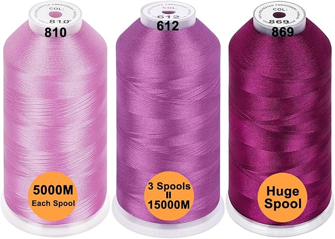 New brothreads - 40 Options- Various Assorted Color Packs of Polyester Embroidery Machine Thread Huge Spool 5000M for All Embroidery Machines -Different Purples