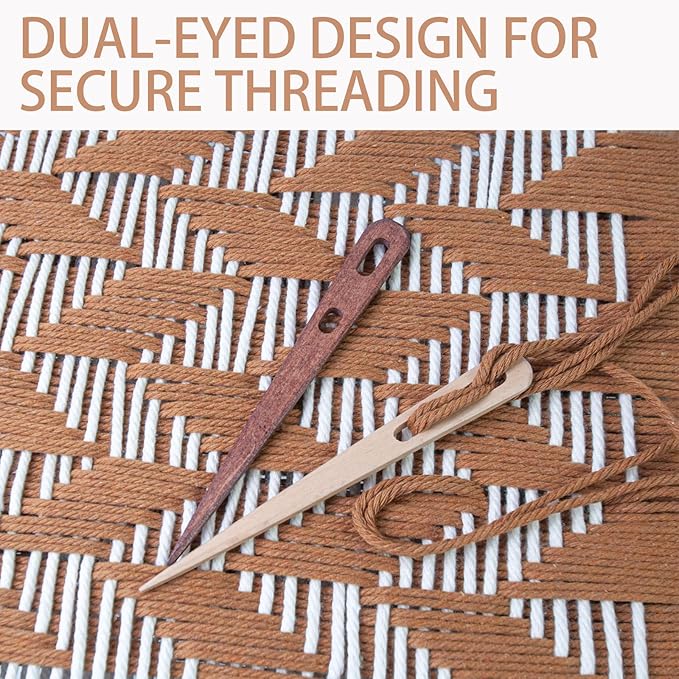 4Pcs Multipurpose Large Two-Eyed Nalbinding Needle – Tapestry Needle for Weaving, Knitting, and Crochet – Handmade Binding Tool in Beech Wood