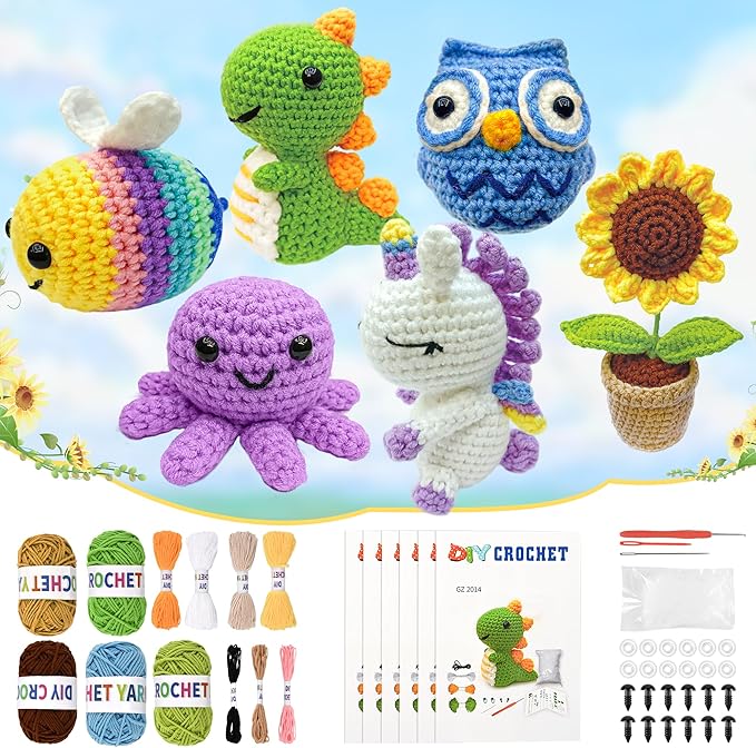 Datunsu 6PCS Crochet Kit for Beginners (Sunflower)