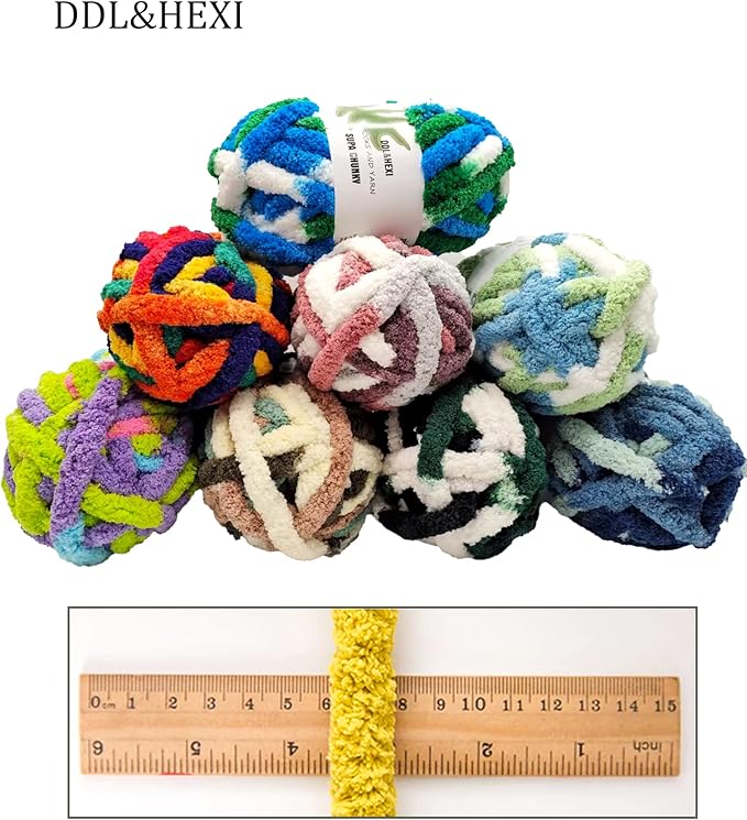 DDL&HEXI 2 Park Super Chenille Chunky Yarn,Blanket Making Kit,Jumbo Knitting Yarn 2x8oz 226g per Bag (206)