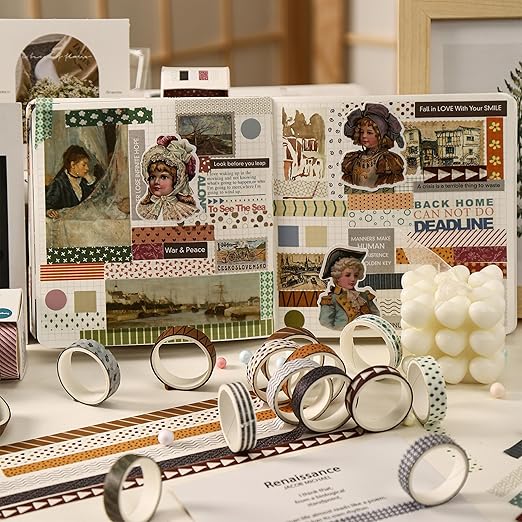 YUBBAEX 20 Rolls Basic Patterns Washi Tape Set Skinny Masking Creative Decorative Tapes, Designer's Selection (Collection 3-Elegance)