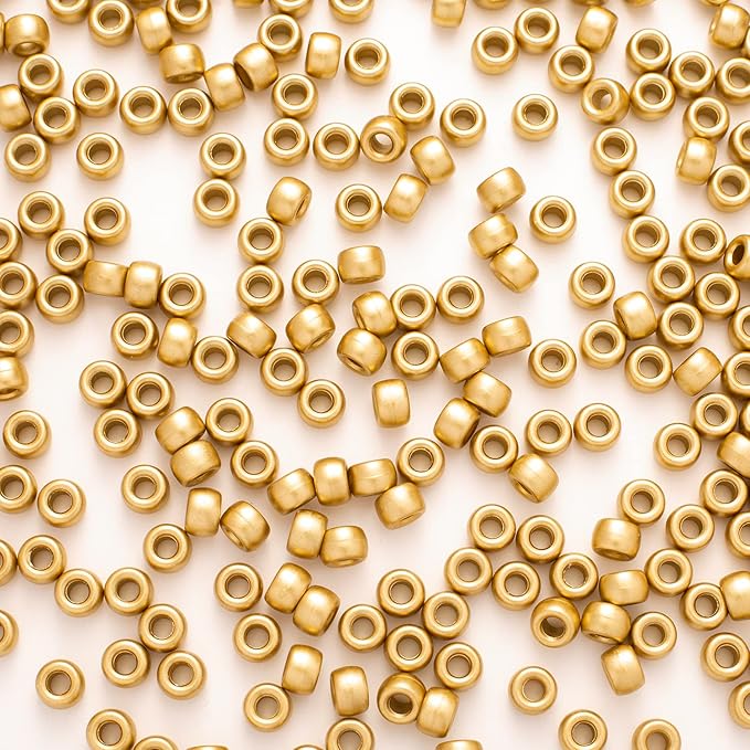 Gxueshan 1000 Pcs Acrylic Gold Pony Beads 6x9mm Bulk for Friendship DIY Bracelet Necklace Jewelry Making Earring Hair Braiding