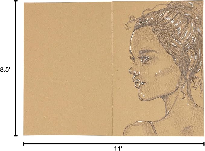 SoHo Urban Artist Open Bound Sketch Pads - Open Coptic Bound Sketch Pads for Drawing, Calligraphy, Any Dry Media, & More! - [Kraft - 8.5x11 - Single]