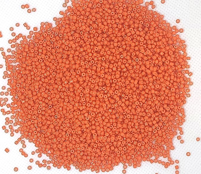 Perlin Glass Seed Beads 2mm 11/0 Round Mini Small Pony Beads 6500pcs for Making Earrings Bracelets Pendants Waist Jewelry DIY Handmade Opaque Color Kit (Orange)