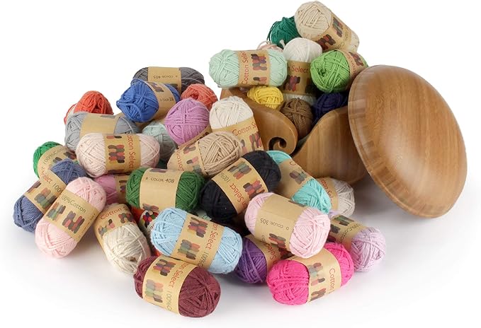 JubileeYarn Cotton Select Bonbon Yarn - 10g/Skein Sport Cotton - Variety Pack - 20 Skeins