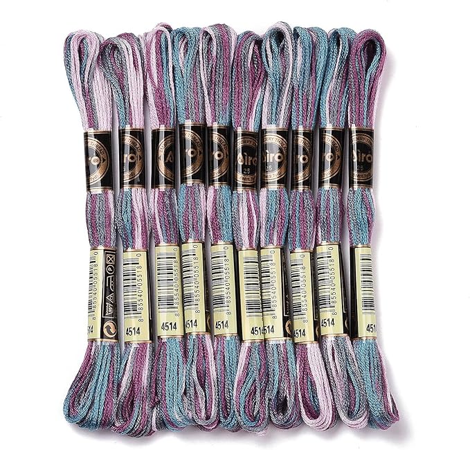 FASHEWELRY 10 Skeins Embroidery Floss Friendship Bracelet String Threads 6-Ply 0.5mm Violet Cross Stitch Embroidery Thread for Sewing Bracelet Making Stitching Crafts