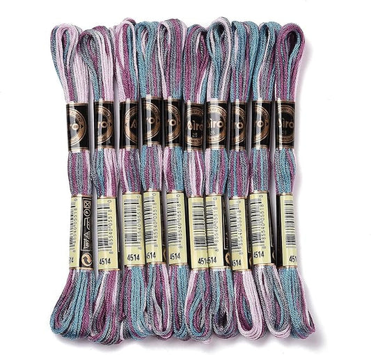 FASHEWELRY 10 Skeins Embroidery Floss Friendship Bracelet String Threads 6-Ply 0.5mm Violet Cross Stitch Embroidery Thread for Sewing Bracelet Making Stitching Crafts
