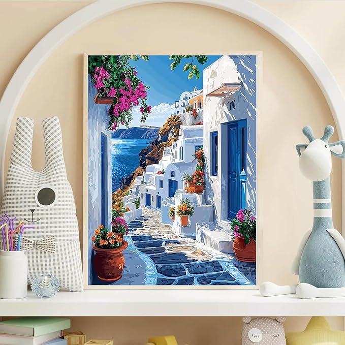 WUDWL Diamond Art Kits for Adults Beginner, Coastal City DIY Modern Diamond Painting Kits 5D Diamond Dots Gem Art Crafts with Tools,Round Full Drill Funny Crafts for Home Wall Decor&Gift-12x16inch