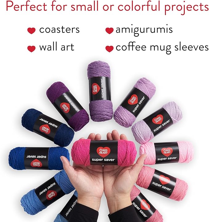 Red Heart Super Saver Yarn Super Craft Kit Gradients, with 12 Pack of 50g/1.7 oz. 4 Medium Worsted Yarn for Knitting & Crocheting, 12 Colors, Perfect for Chunky Sweaters, Blankets, Amigurumi
