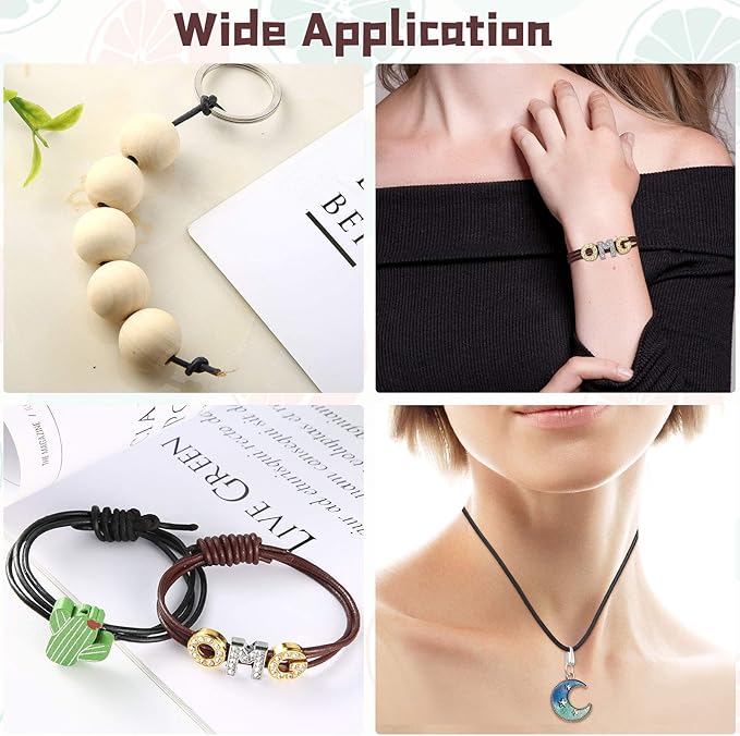 WILLBOND 24 Meters Round Leather Cord for Jewelry Making, 4 Pcs 2 mm Wide Leather Jewelry Ropes, 4 Colors for Necklace Bracelet Making Kit (Black, Wine Red, Light Grey, Brown)