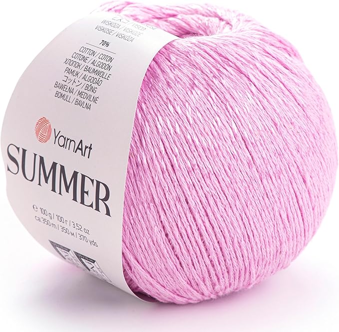 YarnArt Summer – Lightweight Glittery Yarn, 70% Mercerized Cotton, 30% Viscose – Sparkly Knitting & Crochet Yarn for Shawls, Clothes & Accessories (01)