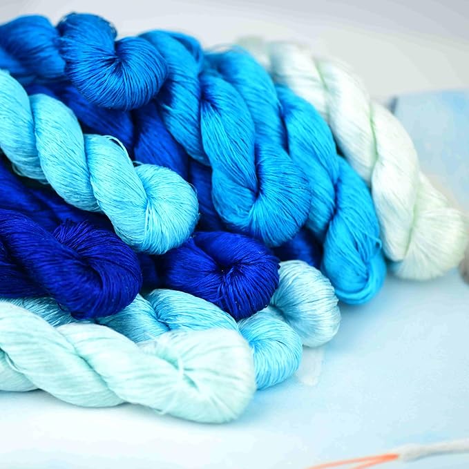Natural 100% Silk Thread, Handmade Embroidery Thread Silk Floss 11 Colors 110m Each (29)
