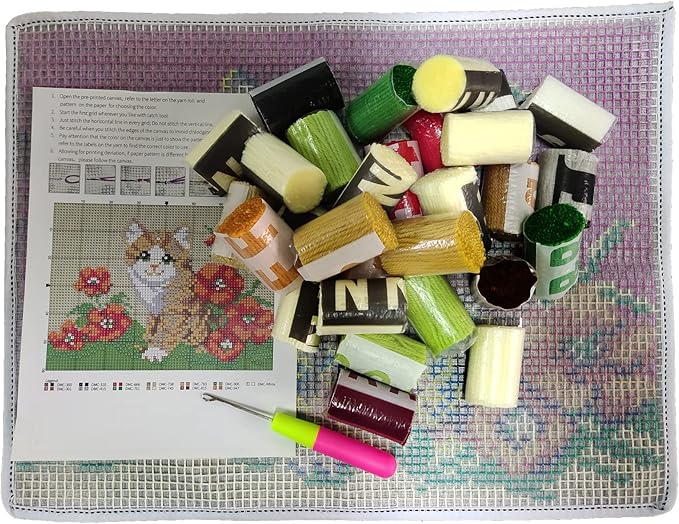 MIAOLLUN Latch Hook Kits, Pig Latch Hook Rug Kit for Adults Beginners with Color Printed DIY Crafts Needlework Arts Sewing Carpet for Home Decor Gift 52X38cm/20.5X15 Inch