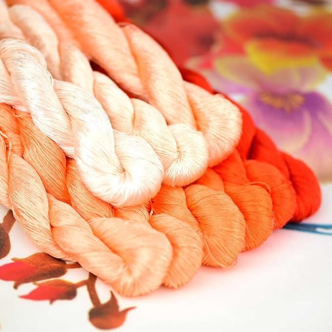 Natural 100% Silk Thread, Handmade Embroidery Thread Silk Floss 9 Colors 110m Each (26)