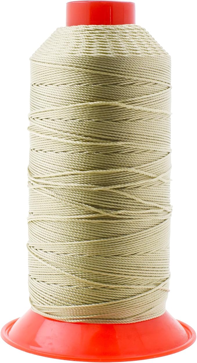 Mandala Crafts Size 346 210D T350 Bonded Nylon Thread - Beige 415 YDs Tex 350 Heavy Duty Sewing Threads for Leather, Jeans, Weaving, Outdoor Marine Upholstery