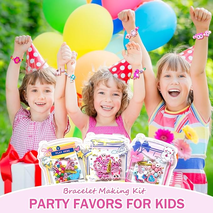 pbopb 24 Pack Bracelet Making Party Favors for Kids, Crafts for Girls Ages 4-8 Years Old, Birthday Gift