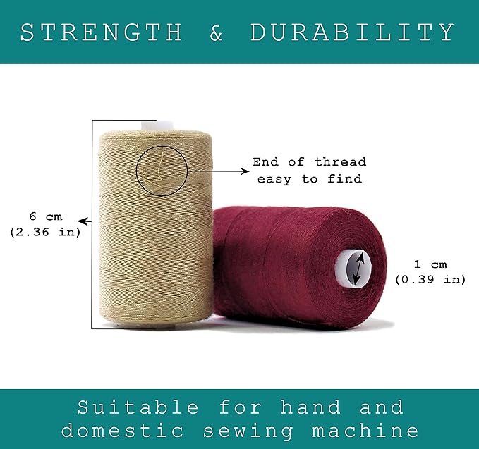 BlesSew Sewing Threads - 10 Spools of Polyester Thread for Sewing Machine for Beginners, Hand Stitching & Quilting - Christmas & Festive Color Tones - 1000 yds Per Spool
