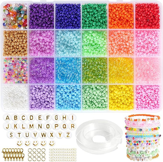 Glass Seed Beads for Jewelry Making, 8800pcs 3mm Small Beads for Bracelets, Friendship Bead Bracelet Kit for Valentine's Day DIY Crafts Gifts, Women, Adults