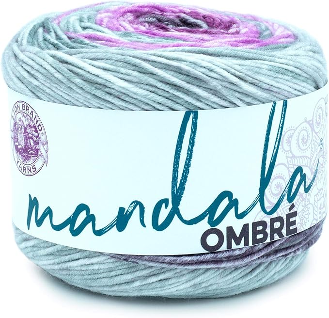 Lion Brand Yarn, Mandala Ombré Variegated Yarn for Crocheting, Knitting, and Crafts, Joy, 1 Pack, Soft, Acrylic Fiber for Cozy Blankets, Worsted Weight Sweaters and Colorful Shawls