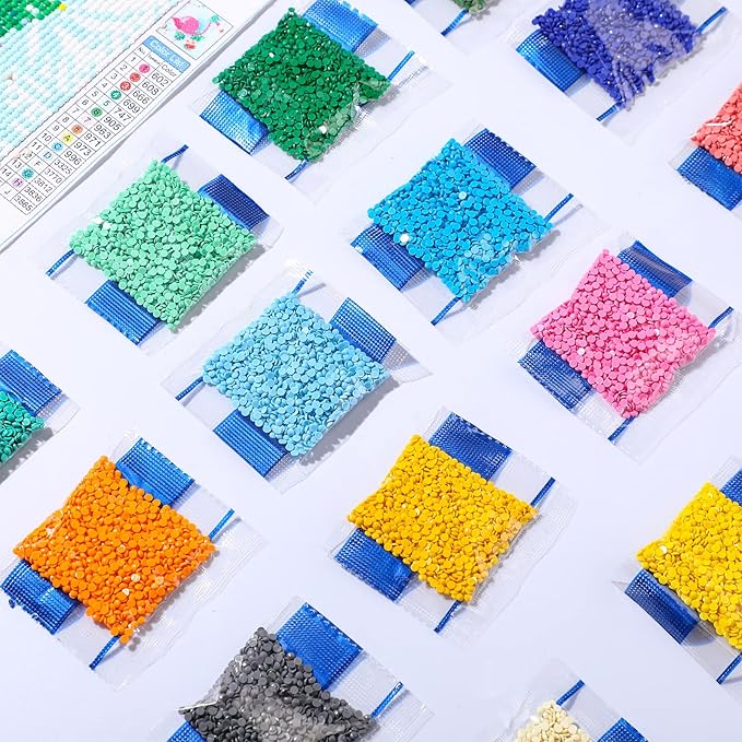 60000 Pcs 60 Color Rhinestones Diamond Painting Beads Flat Bottom Round Resin Beads Art Replacement Diamonds for DIY Craft Diamond Painting Accessories(Bright Color)