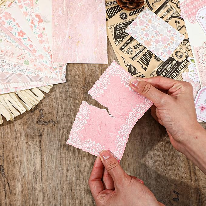 100pcs Vintage Scrapbook Paper Floral Journaling Stickers Assorted Set, Junk Journal Supplies, Scrapbooking Supplies Kit for Retro Crafts Planner Mixed Media Collage Card Album