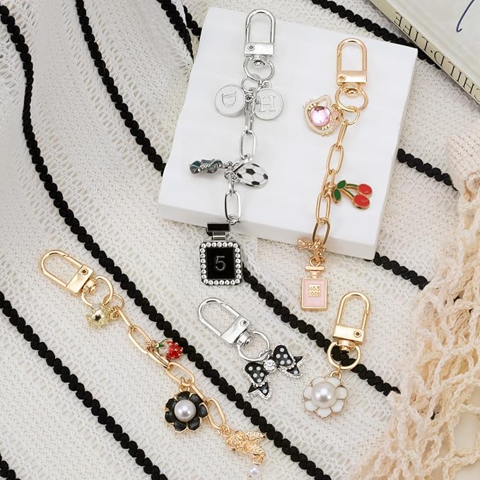 Hzopcw 20pcs Keychain Making Kit, Gold & Silver Key Ring Swivel Snap Hook Chains, Alloy Extender Keychain Bag Charm Kits for DIY Crafts Jewelry Making Handbag Purses- A Style