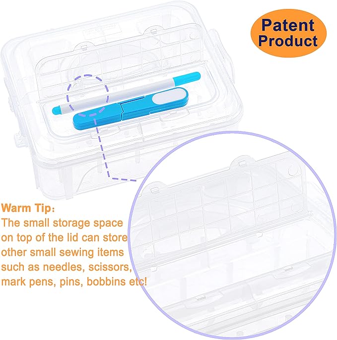 New brothread 1 Layer Stackable Clear Storage Box/Organizer for Holding 20 Spools Home Embroidery & Sewing Thread (Spool Size Requirement: Height≤2.2"/5.6CM; Width≤1.69"/4.3CM)