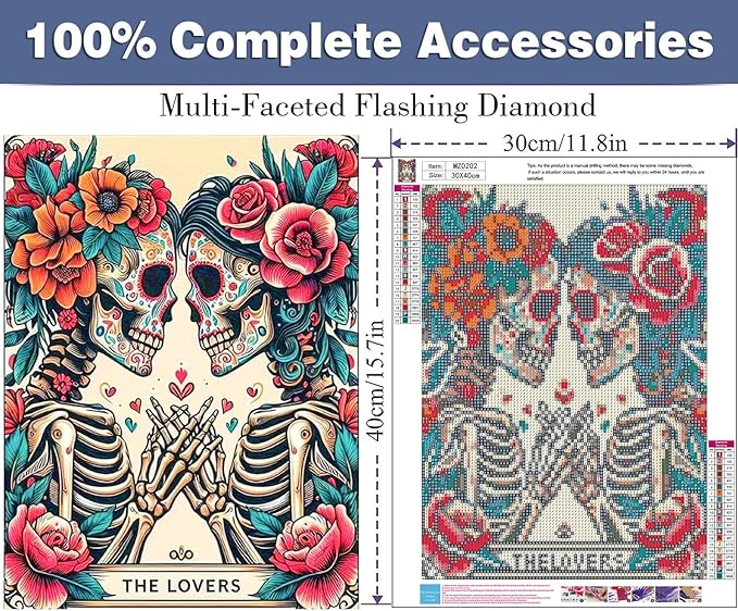 ijbnhd Skull Diamond Painting Kits for Adults 5D Valentine Diamond Art Kits for Adults Full Drill Diamond Painting Lovers Gem Art and Crafts Home Decor 12x16inch