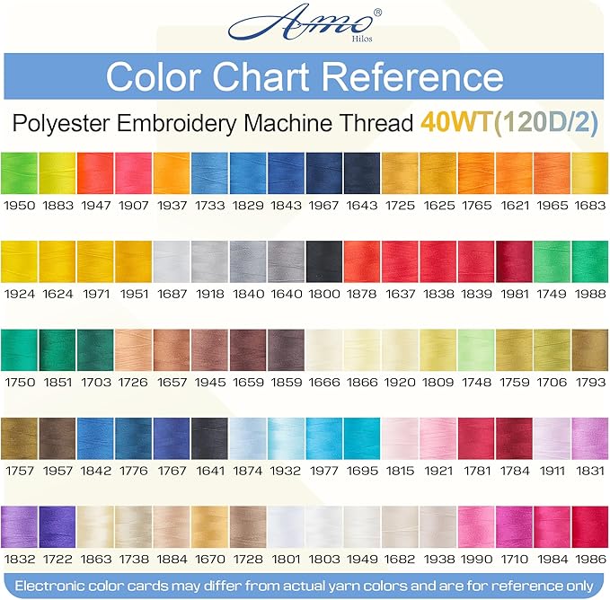 80 Colors High Tenacity Polyester Embroidery Machine Thread 40WT(120D/2) 500M Per Spool for Commercial and Domestic Embroidery Machine (80 Colors*500M)