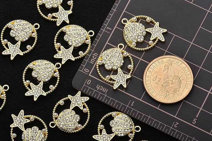 Pack of 20 Rhinestone Charms Gold Plated Pendants Pave Crystal Accessories for Necklace Bracelet Jewelry Making DIY Crafting