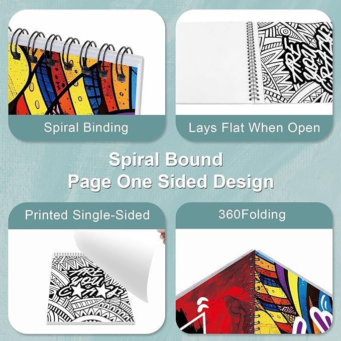 Swear Word Coloring Book for Adult Relaxation, Cuss Words Coloring Book for Adults to Relax, Printed Single-Sided Spiral Bound Lay Flat, Mindfulness Gift for Adults to Relieve Anxiety