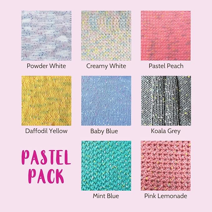 Tweed Twinkles Soft Baby Yarn for Crocheting, 8-Pack (696Yds / 400G), Free Patterns - Acrylic Baby Blanket Knitting Yarn with Flecks - Size 3 DK Light Worsted Weight - Pastel Pack