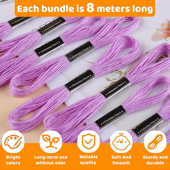 14 Skeins Purple Embroidery Floss,8m Cotton Embroidery Floss,Cross Stitch Thread for Friendship Bracelets