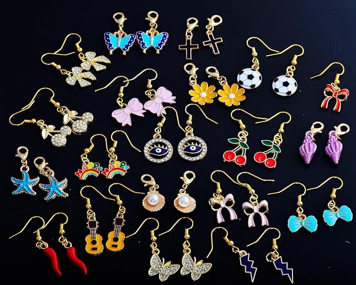 Gold Charm Necklace Kit - 4pcs 18in Stainless Steel Paperclip Chains & 50pcs Assorted Cute Gold Charms for DIY Jewelry Making