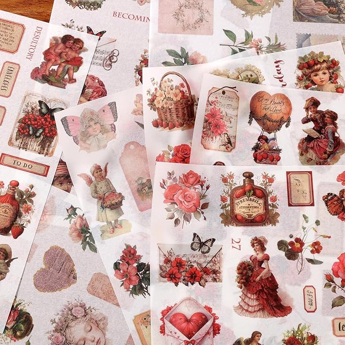 Vintage Ephemera Sticker Book 480 Pre Cut Washi Stickers for Journaling Junk Journal Sticker Book Scrapbooking Supplies Bullet Journal Supplies