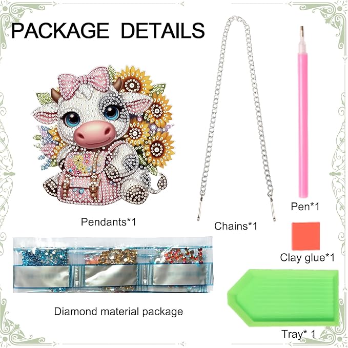 Tontut Sunflower Cow Diamond Art Painting Kits Hanging Decoration,5D Diamond Art Painting,DIY Special Shape Diamond Craft Wall Garden Decoration,Gifts