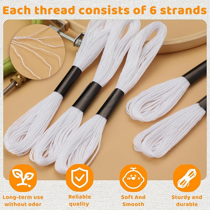 24 Skeins Embroidery Thread, Black and White Series Embroidery Floss, Cotton Embroidery Thread Floss Bracelet Yarn Set with Plastic Floss Bobbins for DIY Jewelry Making Craft