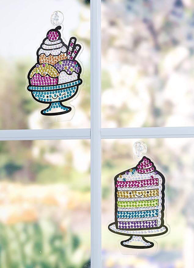 Creativity for Kids Big Gem Diamond Painting Kit: Sweets Stickers and Suncatchers - Diamond Art for Kids, DIY Stickers and Suncatcher Kit for Girls (Ages 6+)