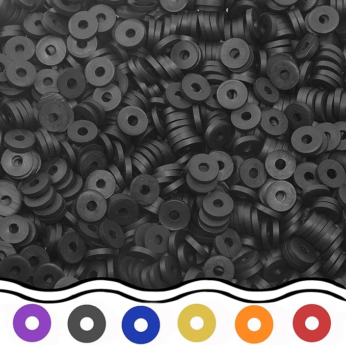 Black Clay Beads(6mm,4300 pcs) Clay Beads for Bracelet Making Kit, Flat Round Polymer Spacer Heishi Beads for Jewelry Necklace (Black)