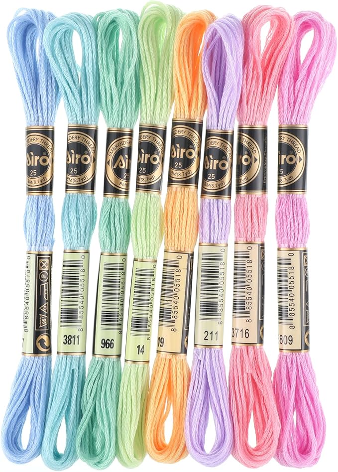 8 Skeins Macaroon Embroidery Thread 6 Ply Gradient Color Variegated Cross Stitch Floss Yarn Threads Friendship Bracelets String for Jewelry Making Sewing Bracelets Knitting Stitching Craft DIY